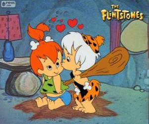 Puzzle Η όμορφη μωρά χαλίκια Flintstone και Bam Bam Rubble